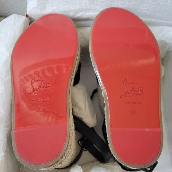 Christian Louboutin Mariza zeppa 130 black leather wedge sandals sz 39 - Picture 3 of 16